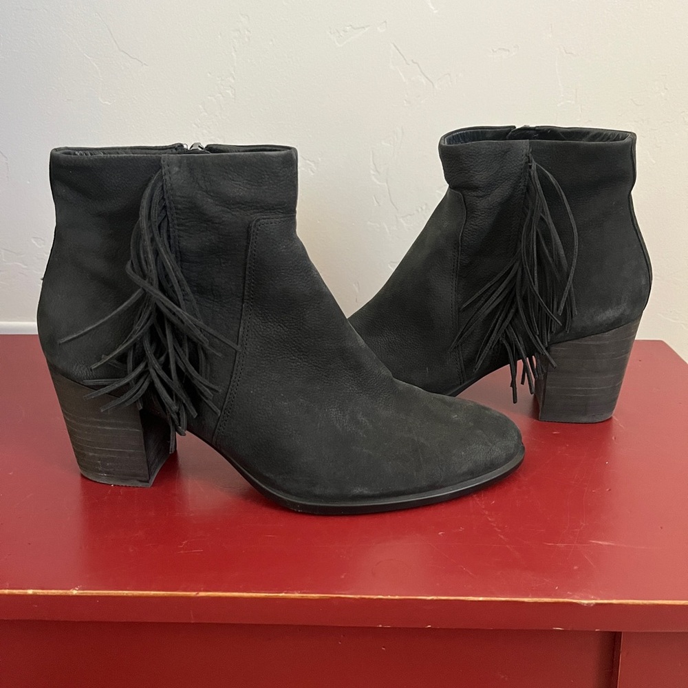 Ecco Shape 55 soft leather/suede fringe booties